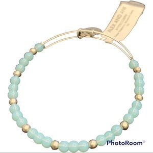 Alex and Ani expandable bluebell beaded bangle bracelet silver